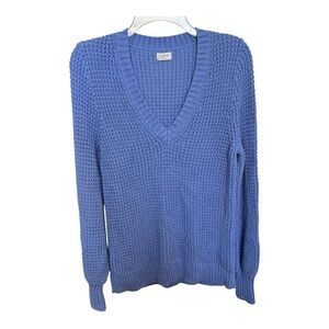 J. Crew Sweater Women Size Medium V Neck Long Sleeve Knit Chunky Periwinkle Blue